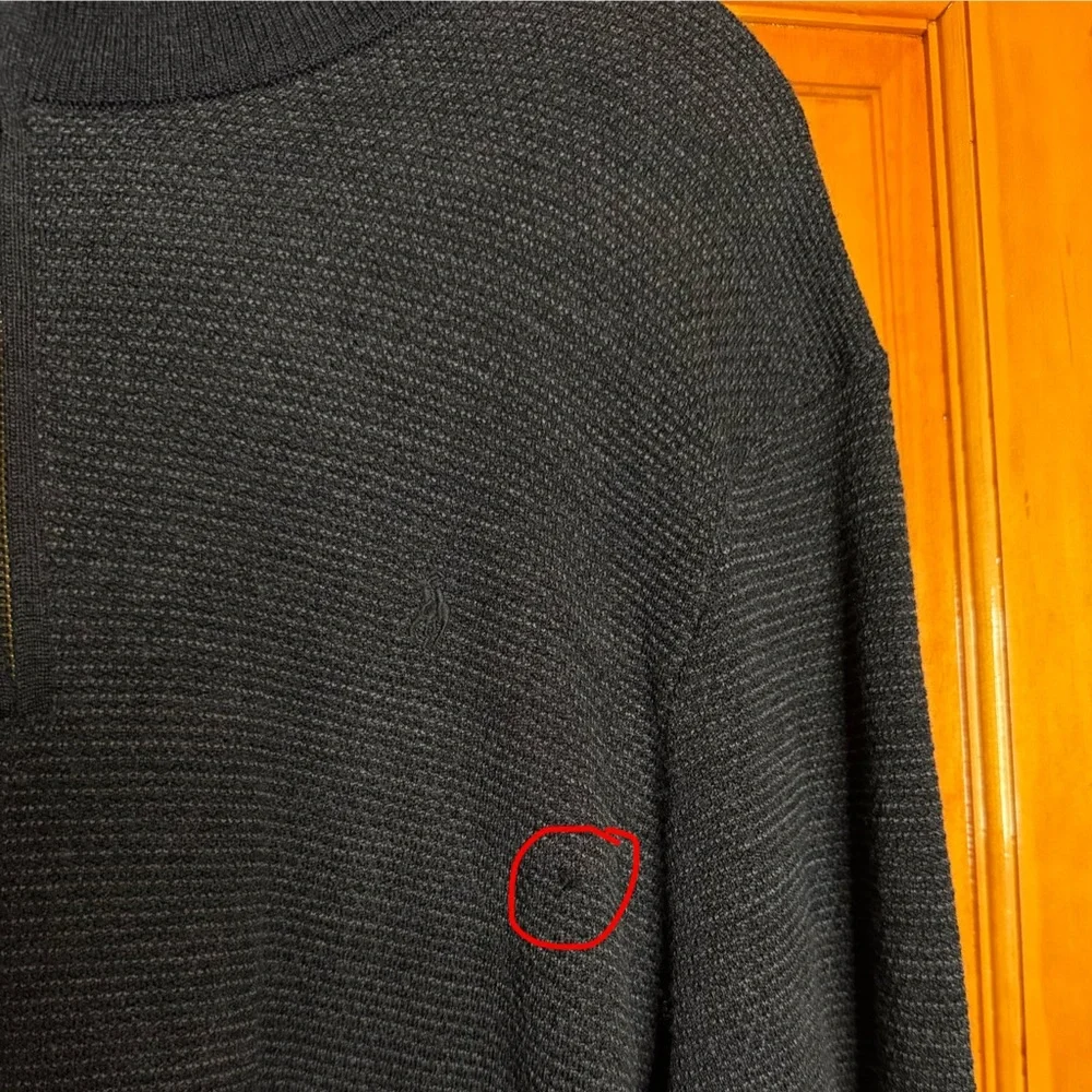 POLO Ralph Lauren Merino Wool Charcoal Grey Quarter Zip Sweater Mens XL